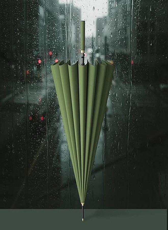 ACROWN 24-Rib LARGE Luxury Look UMBRELLA | Windproof & Waterproof Premium Look Big Size Coverage Umbrella | Automatic Open Oversize Anti-UV Straight Umbrella for Rain Suitable for Man & Woman (GREEN) - Image 2